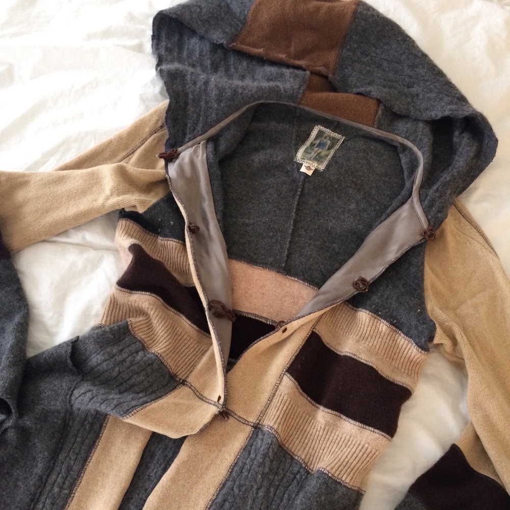 Burning Torch cashmere long hooded cardigan